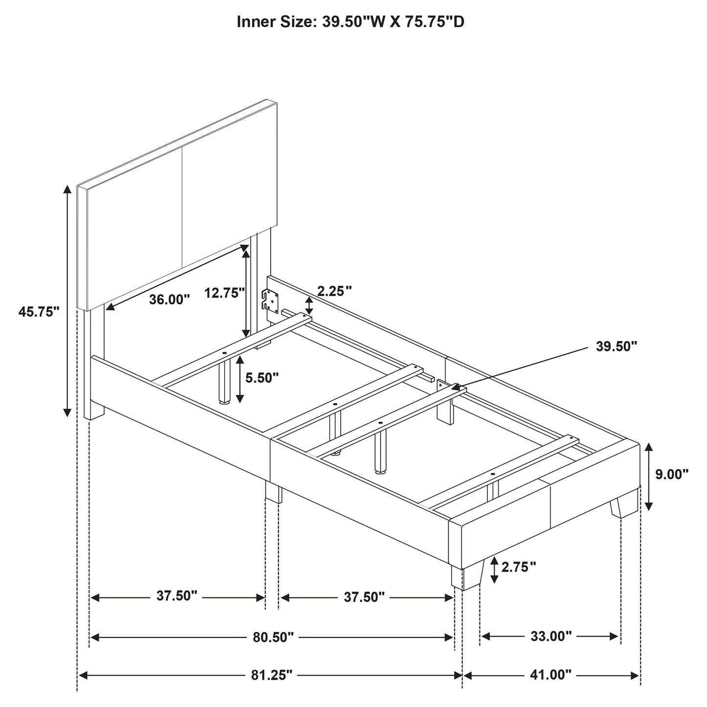 Dorian Fabric Upholstered Twin Panel Bed Cream