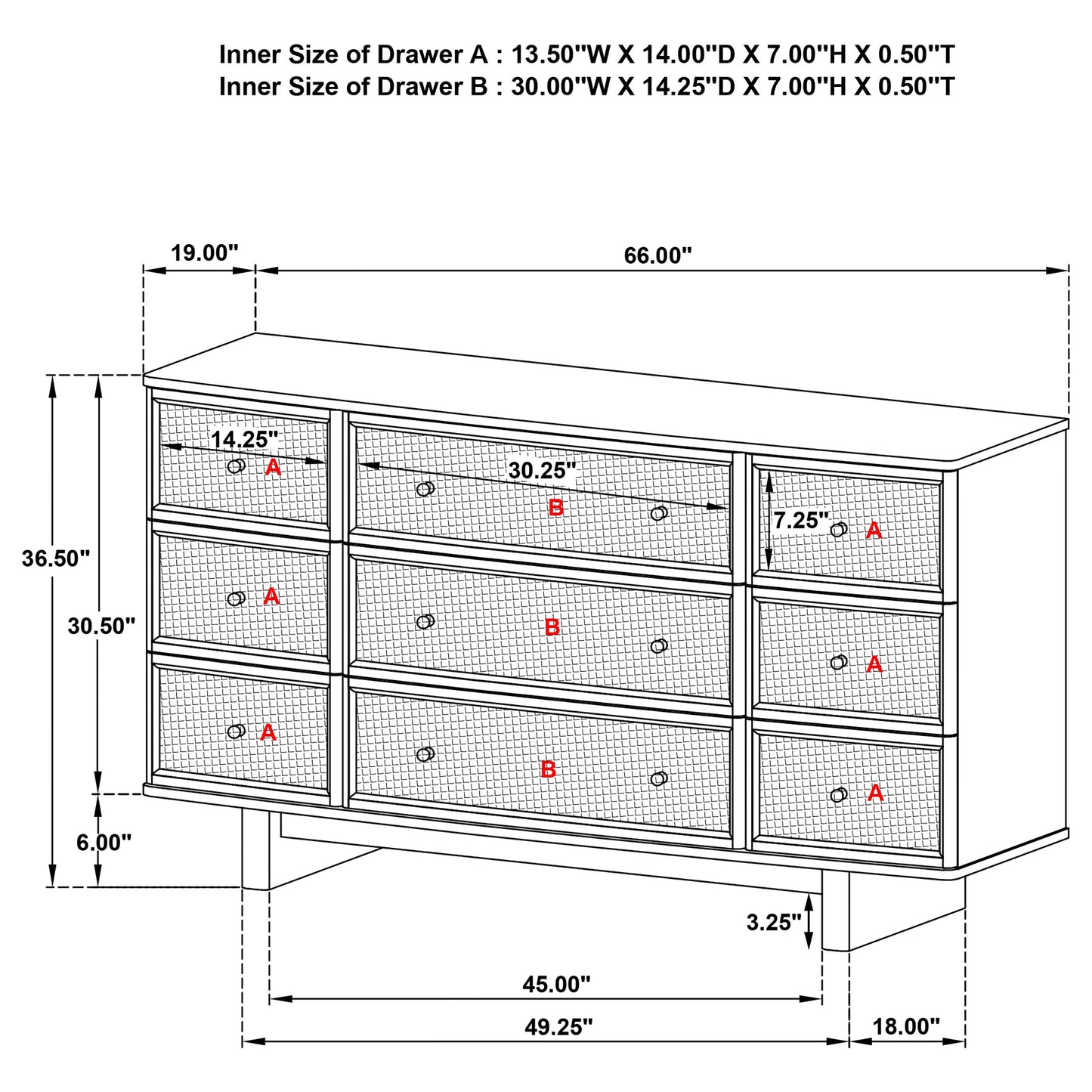 Kailani 9-drawer Dresser Cabinet Beige Oak