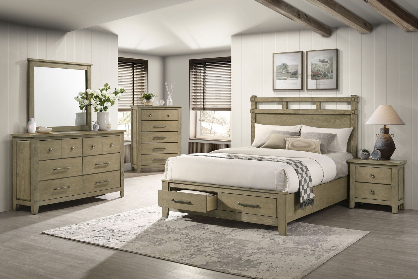 Hazlewood 6-drawer Bedroom Dresser with Mirror Vineyard Oak