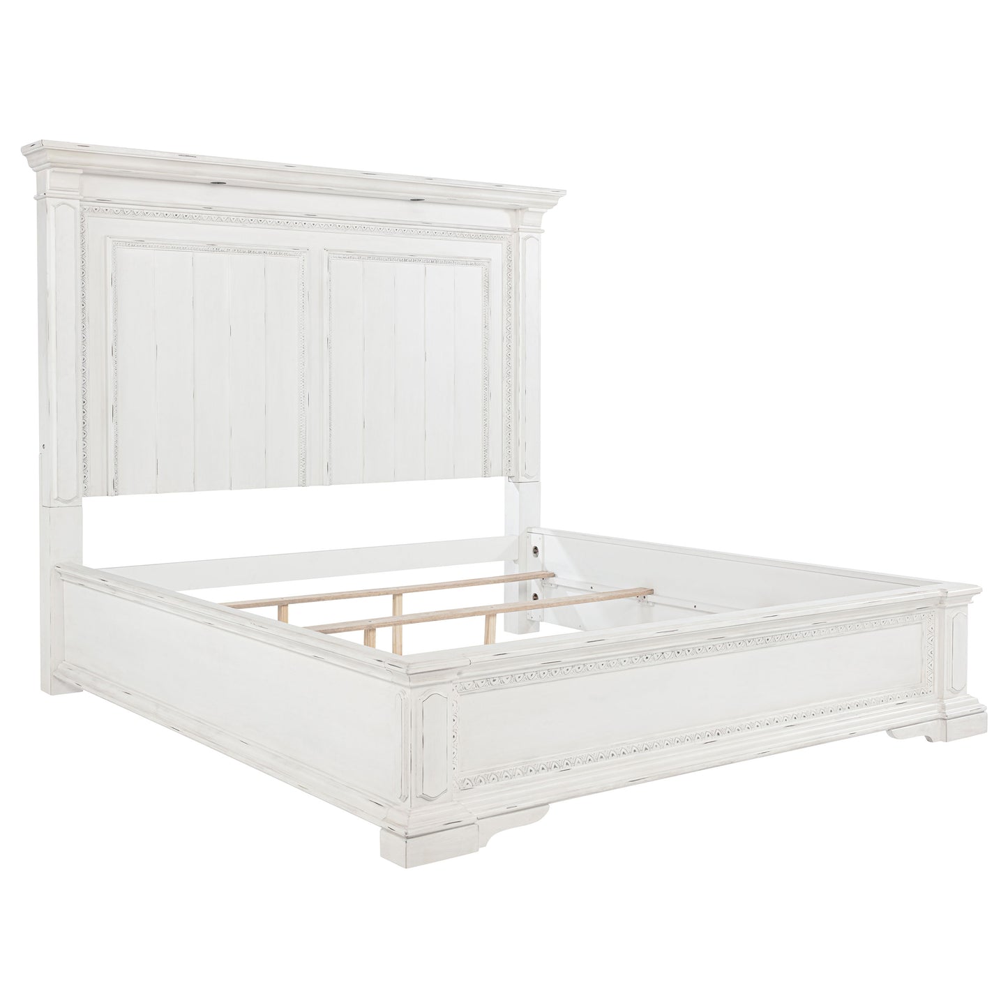McKinney Queen LED Light Panel Bed Vintage White