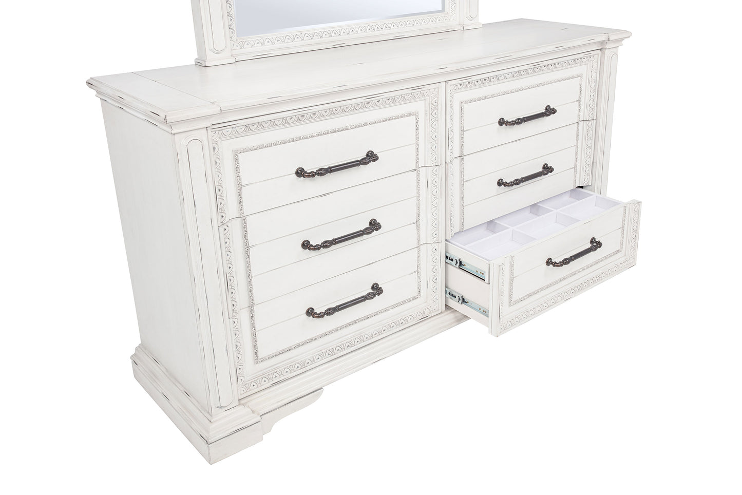 McKinney 6-drawer Bedroom Dresser with Mirror Vintage White