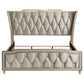 Lorient Queen LED Upholstered Wingback Bed Ivory and Camel