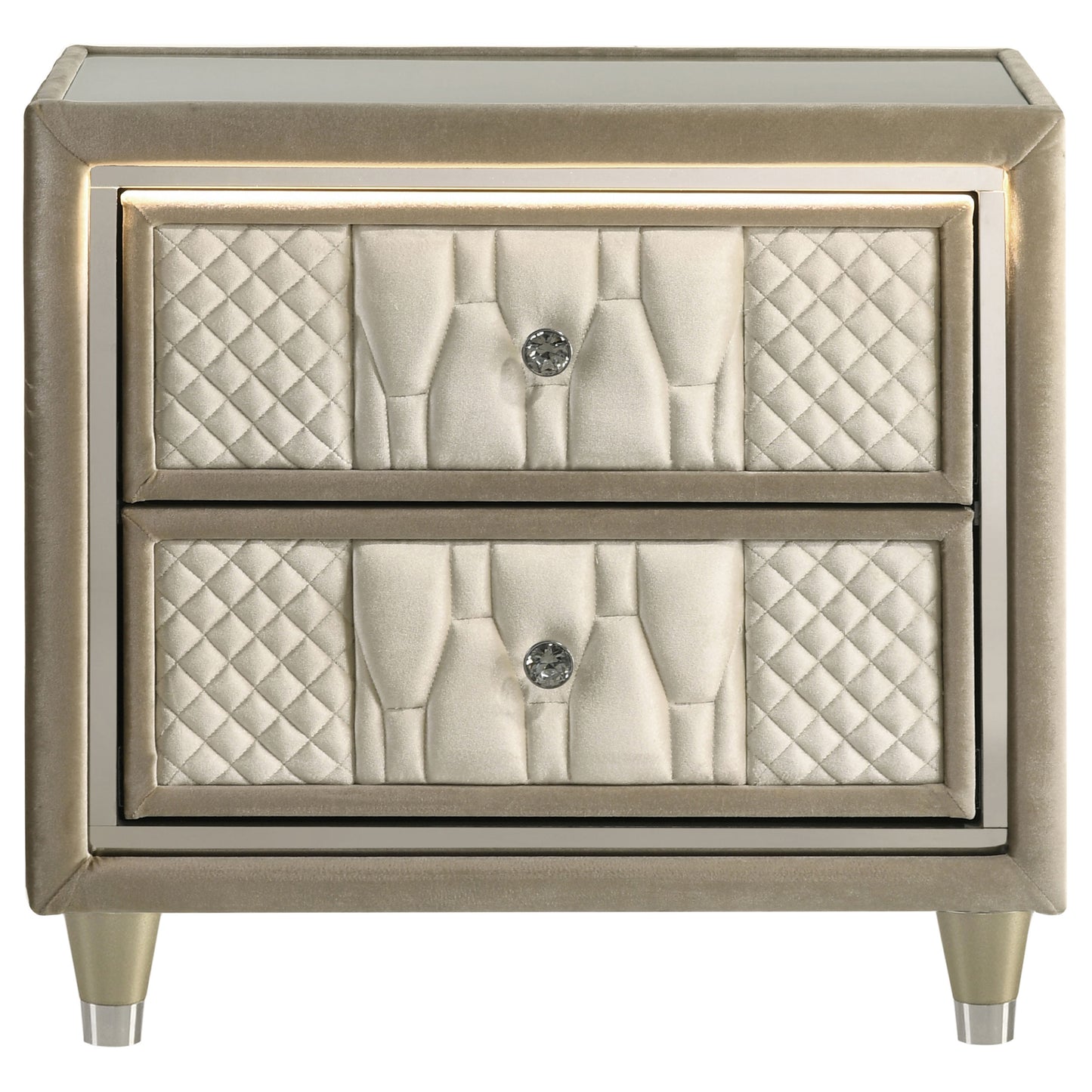 Lorient 2-drawer LED Nightstand with USB Ivory and Camel