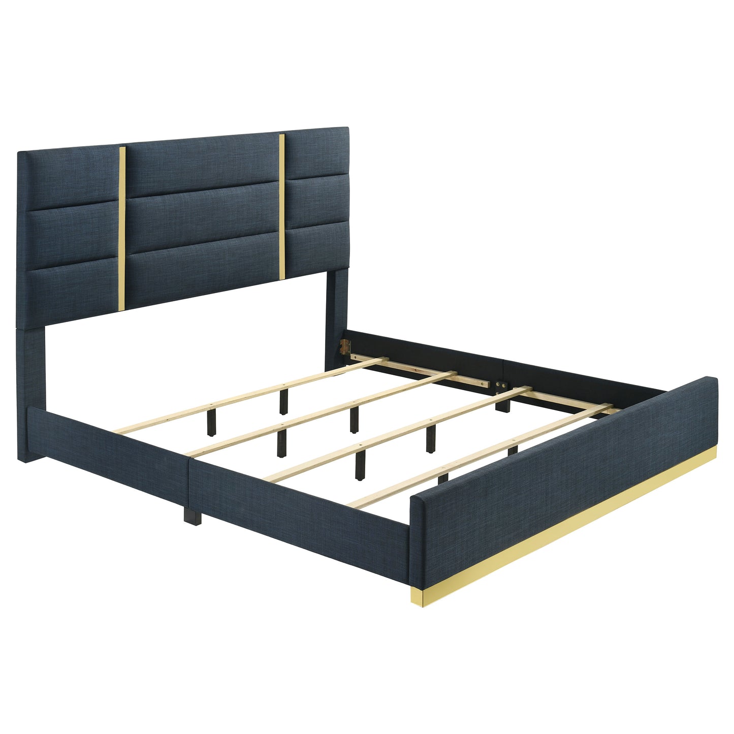 Ines 56-inch Fabric Upholstered Queen Panel Bed Navy