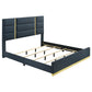 Ines 56-inch Fabric Upholstered Queen Panel Bed Navy