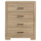 Arielle 4-drawer Bedroom Chest of Drawers Light Oak