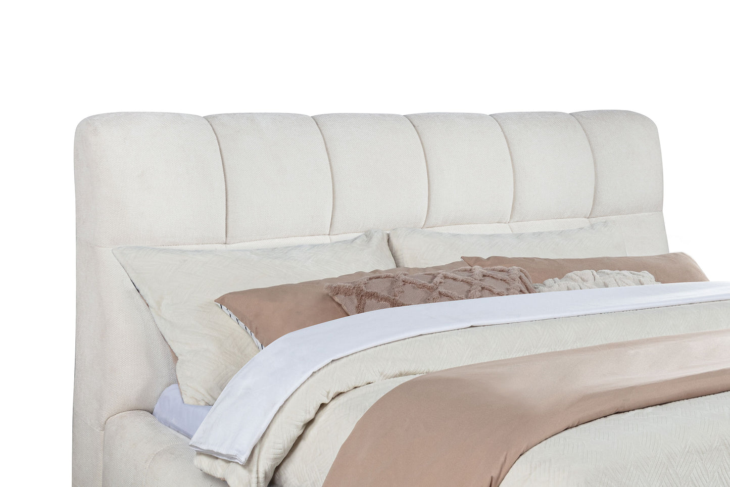 Nollet 48-inch Upholstered California King Platform Bed Cream