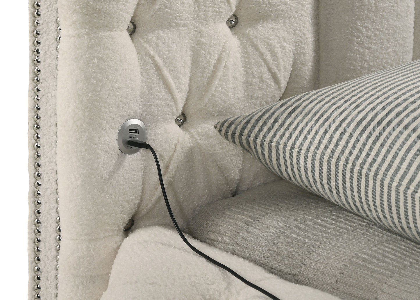 Sonya 5-piece Upholstered Eastern King Bedroom Set Ivory