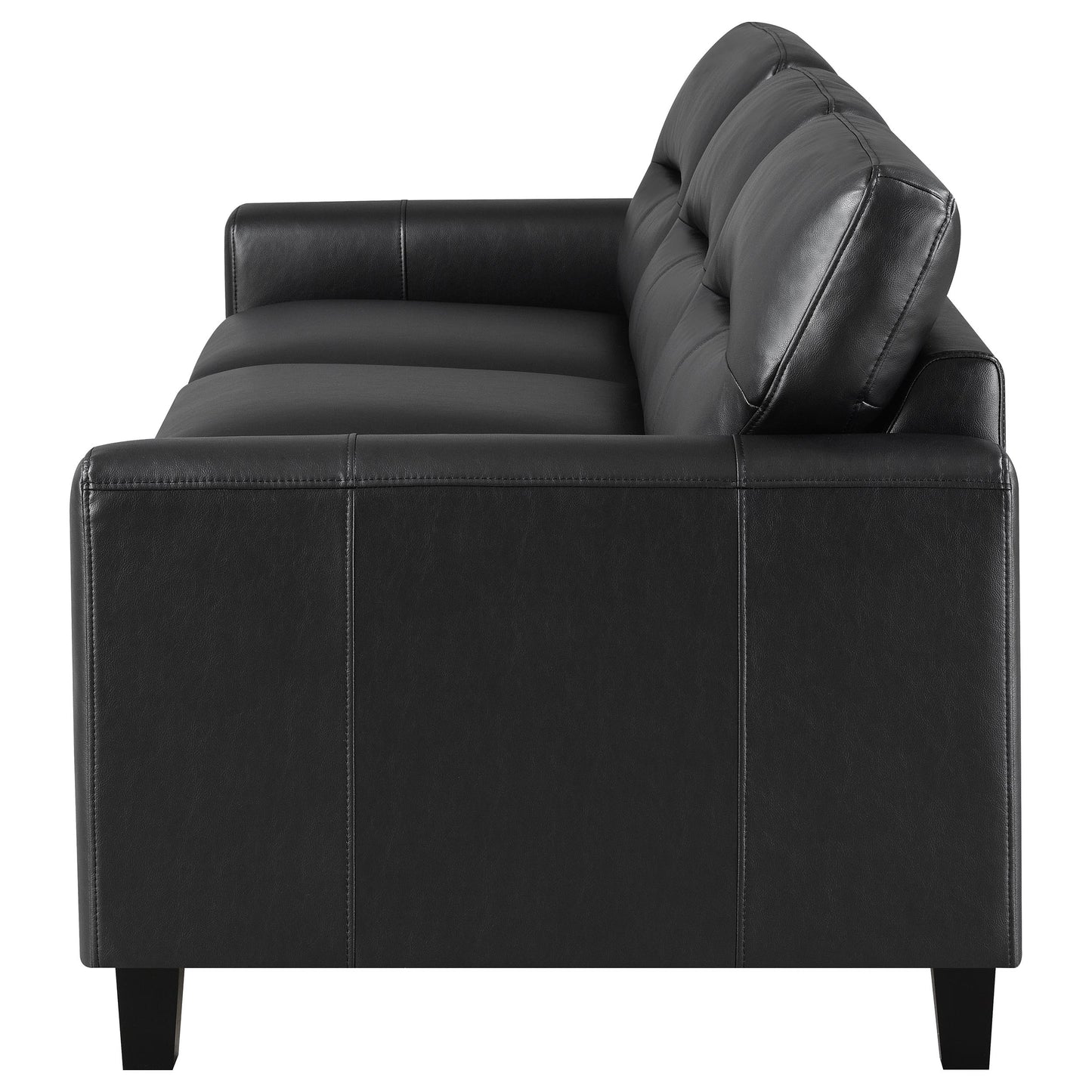 Scotland Faux Leather Upholstered Track Arm Sofa Black
