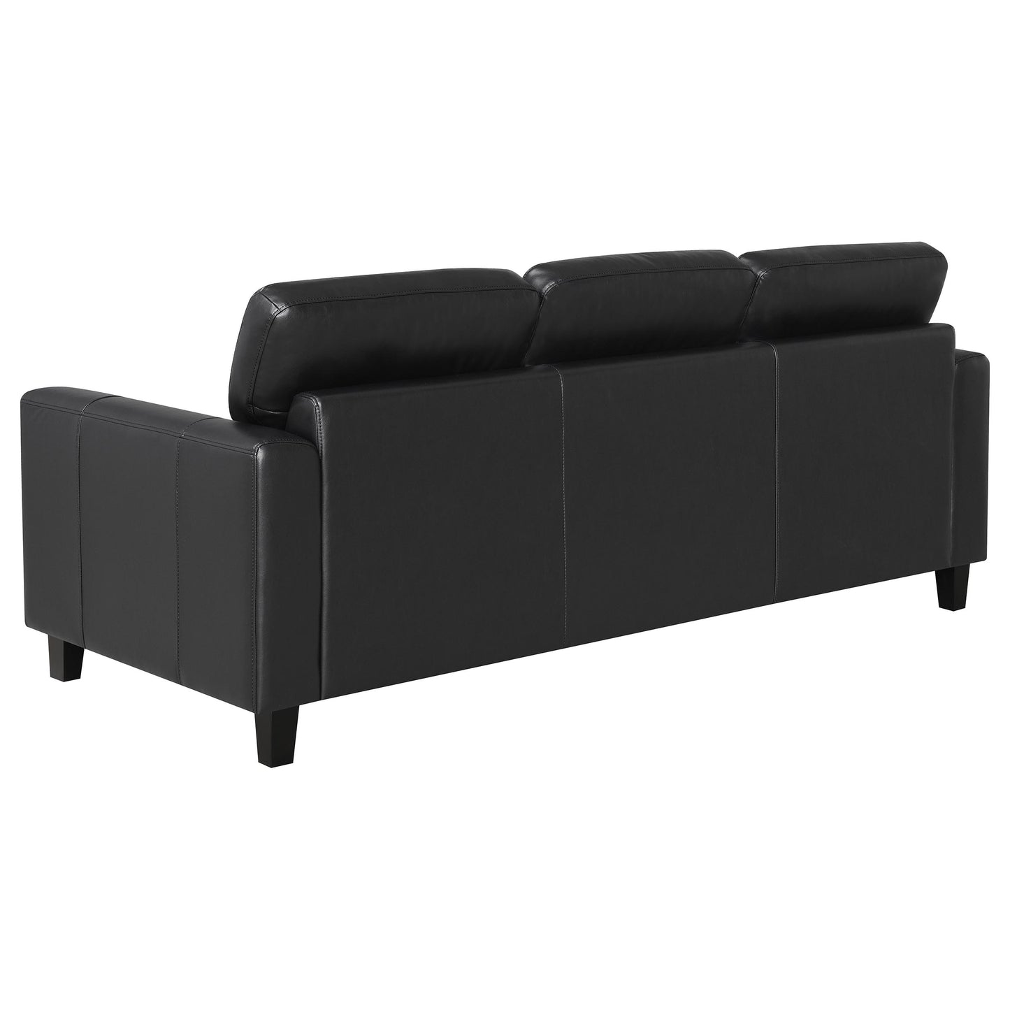 Scotland 3-piece Faux Leather Upholstered Sofa Set Black