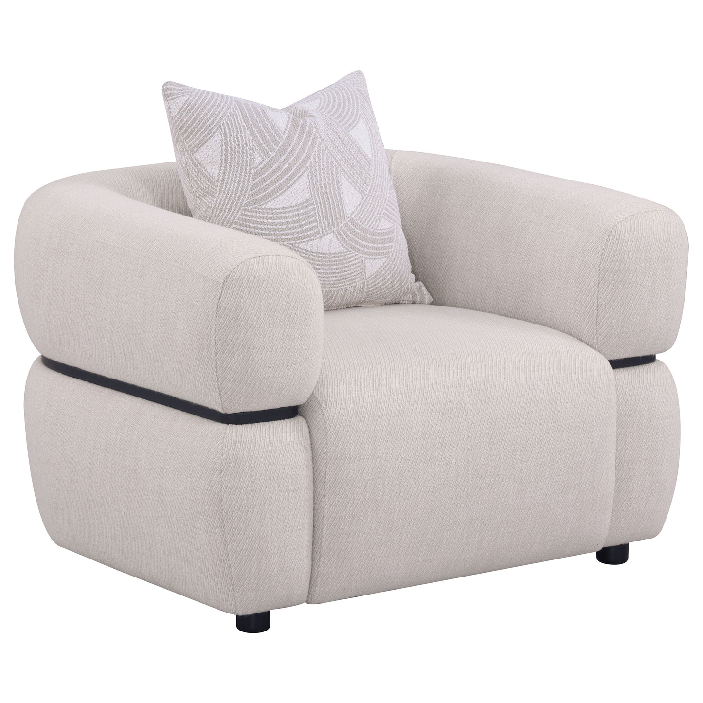 Jeanette 3-piece Fabric Upholstered Round Arm Sofa Set Beige