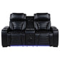 Zuma Faux Leather Dual Power Reclining LED Loveseat Black
