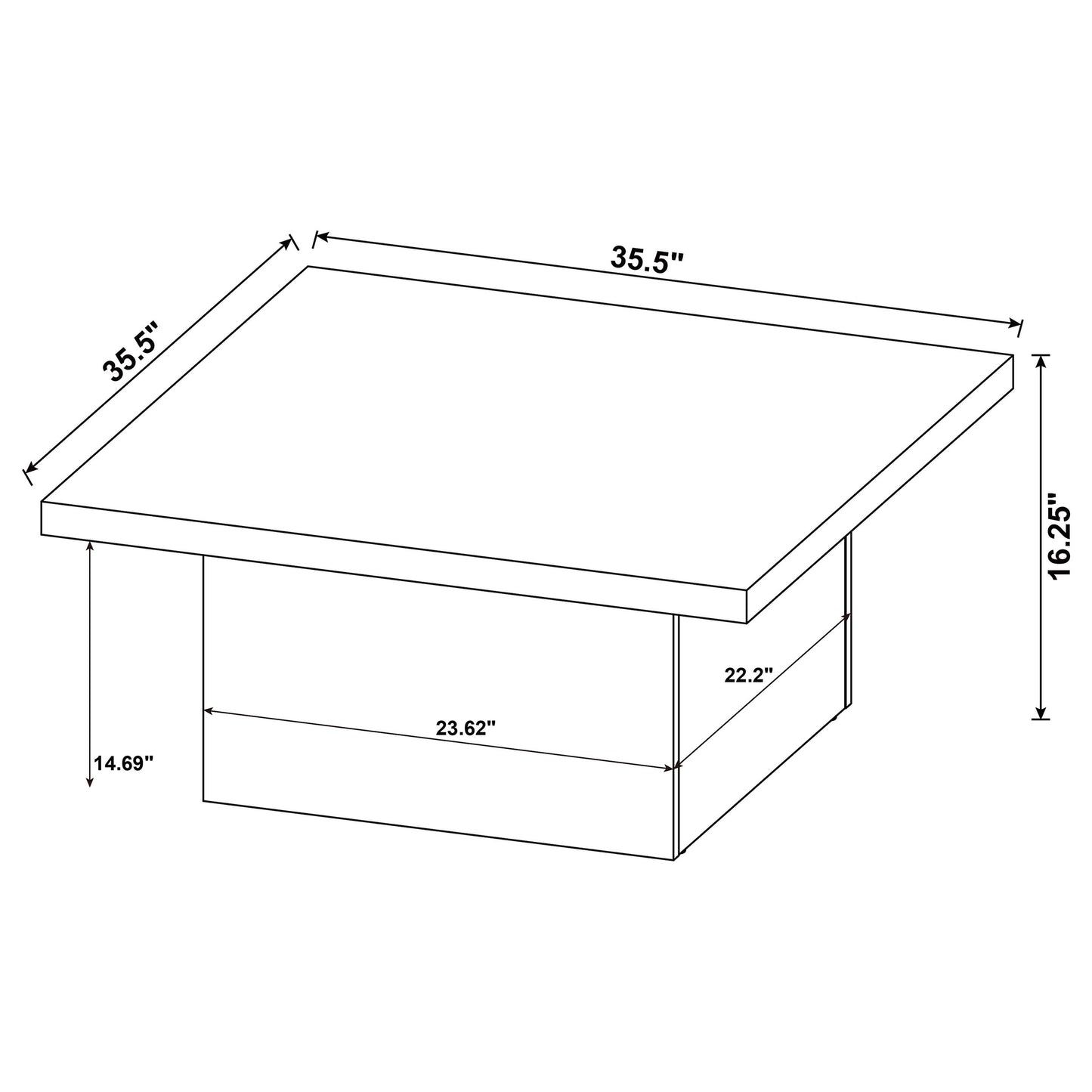 Devar 3-piece Square Cocktail Coffee End Table Set Black