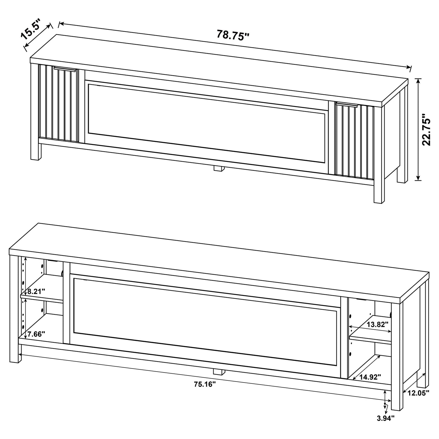 Carey 79-inch TV Stand Fireplace Media Console Dark Pine
