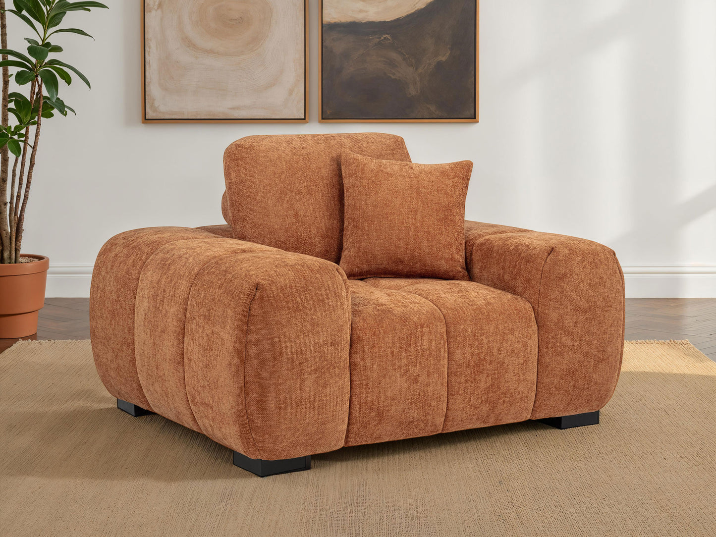 Octavia Upholstered Track Arm Accent Chair Orange