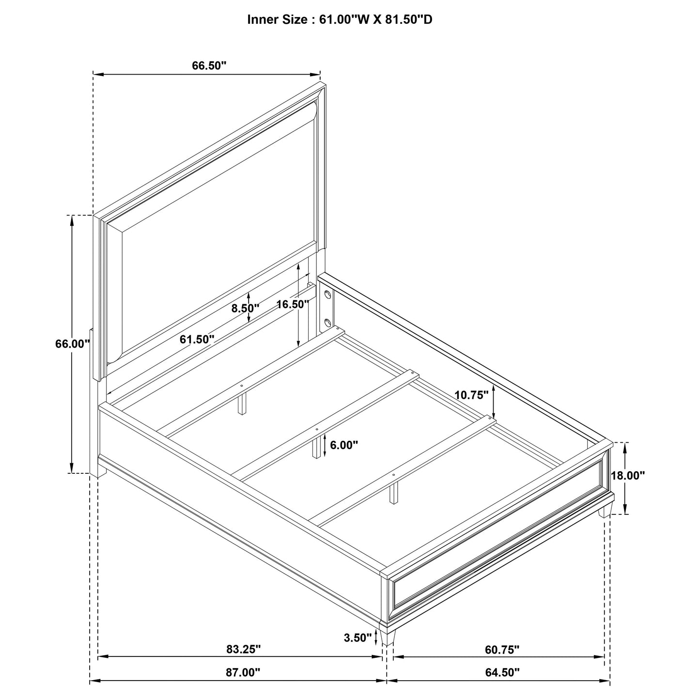 Pembroke 66-inch Queen Panel Bed Washed Oak