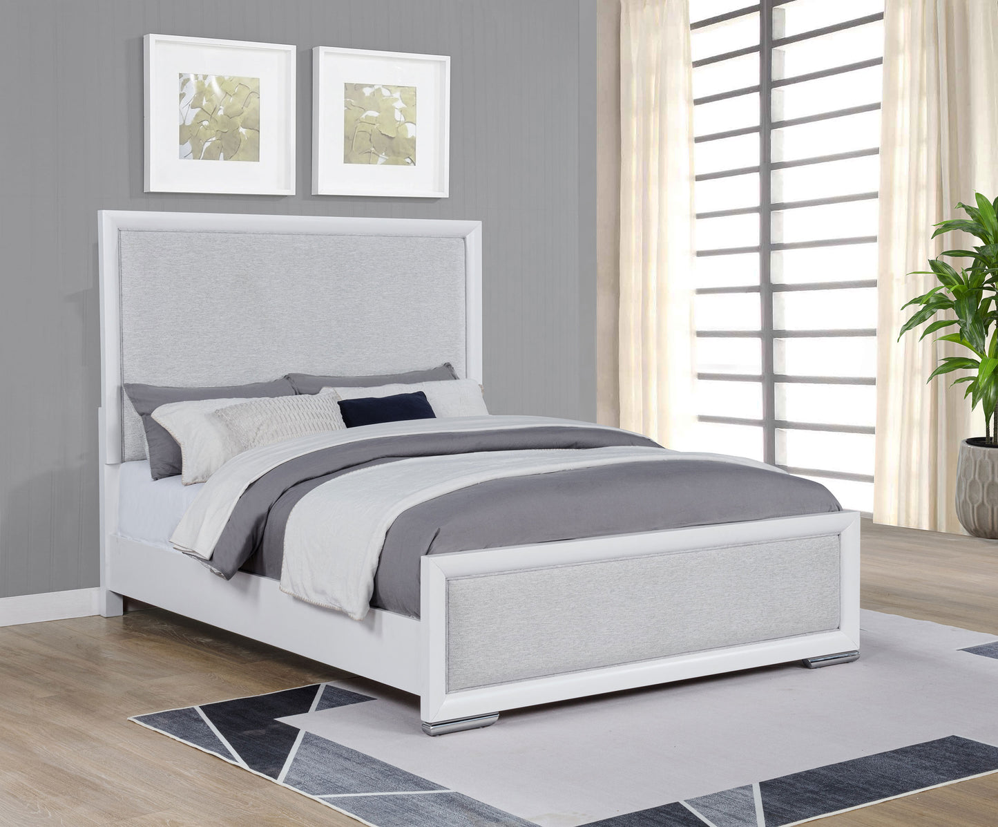 Gracemont 57-inch Queen Panel Bed Grey and White