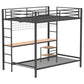 Campus Metal Full Over Twin Workstation Bunk Bed Matte Black