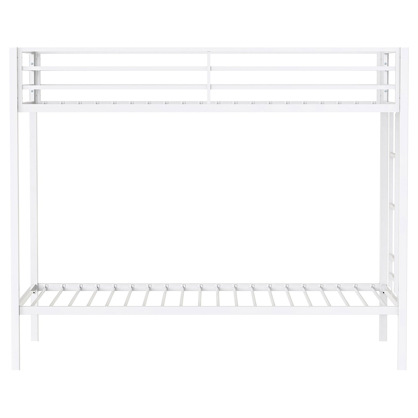 Alevera Metal Twin Over Twin Bunk Bed with Ladder White
