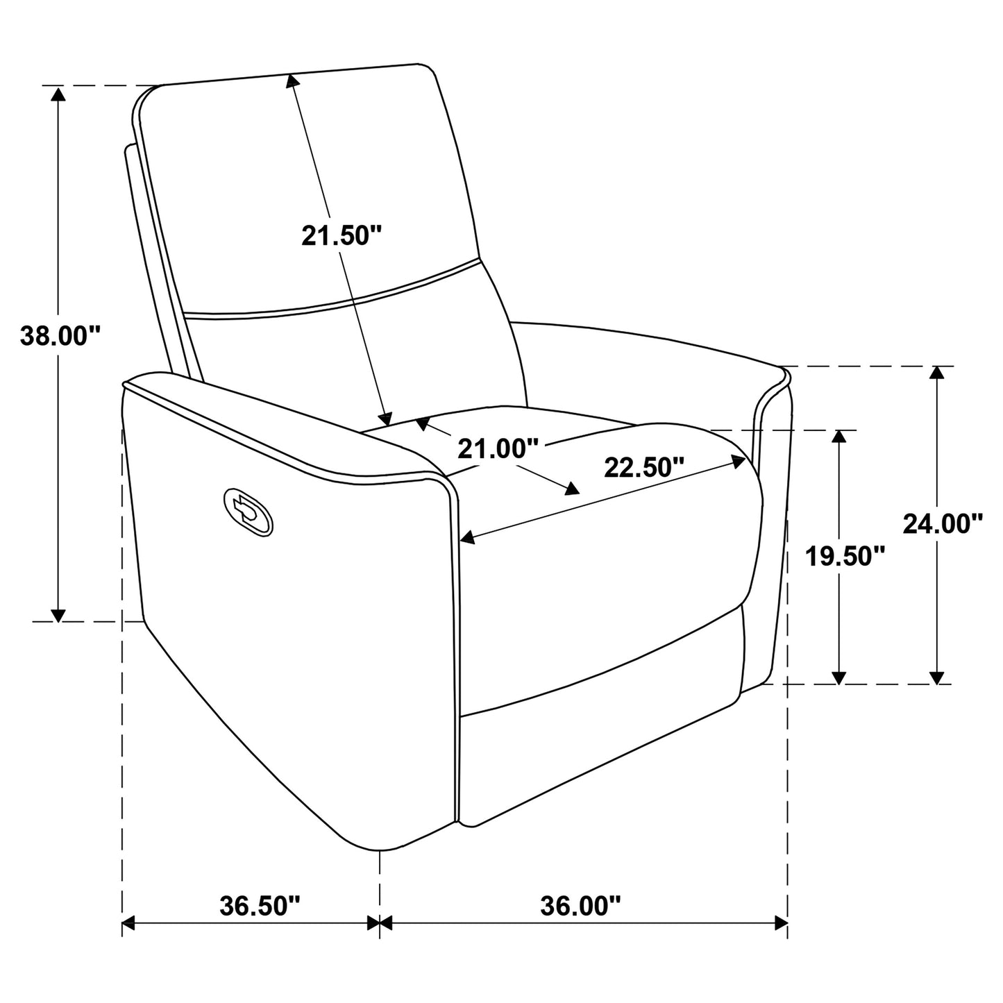 Navarro Chenille Upholstered Glider Recliner Dark Brown
