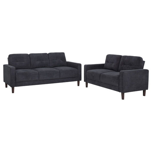Bowen II 2-piece Upholstered Track Arm Sofa Set Steel Grey