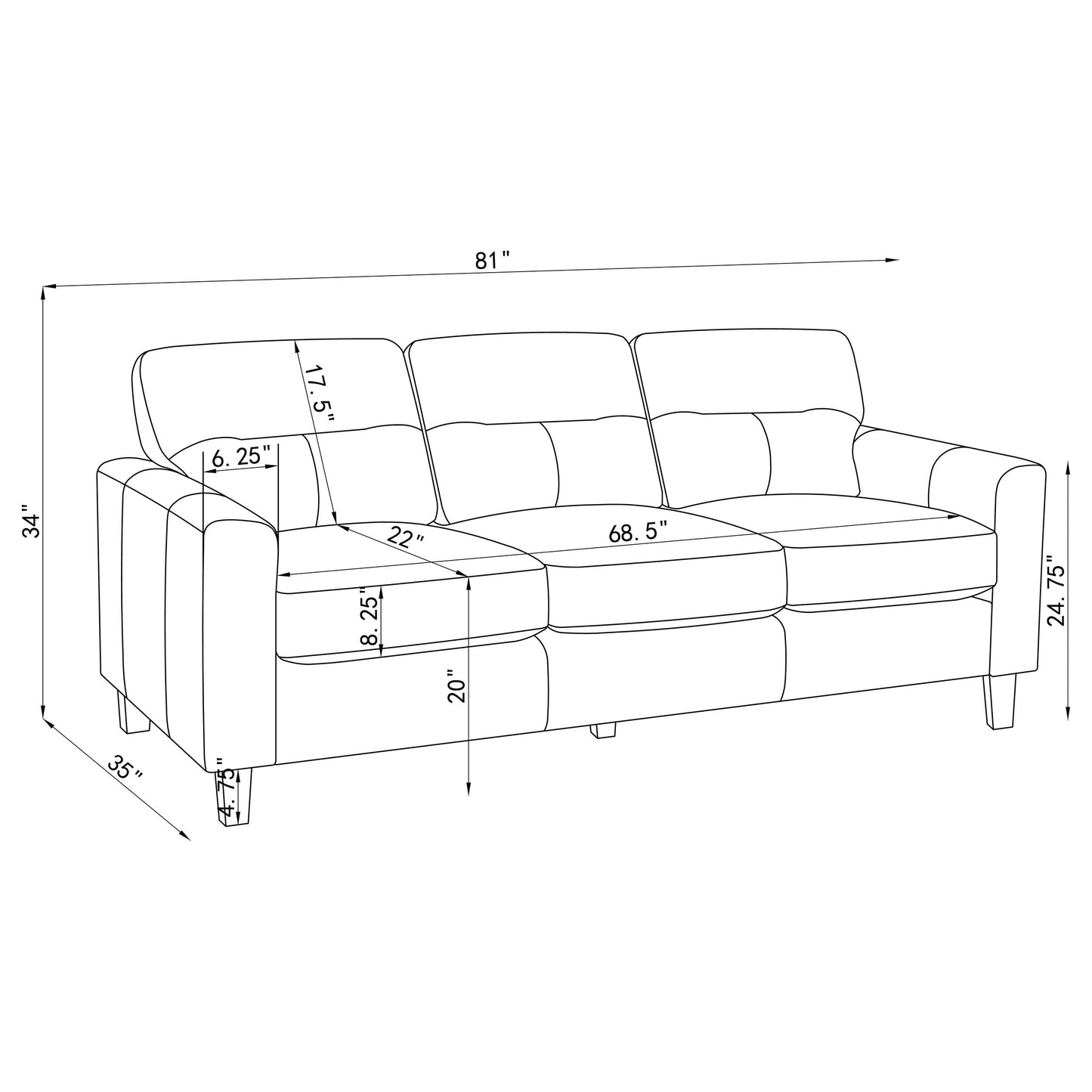 Scotland 2-piece Faux Leather Upholstered Sofa Set Brown