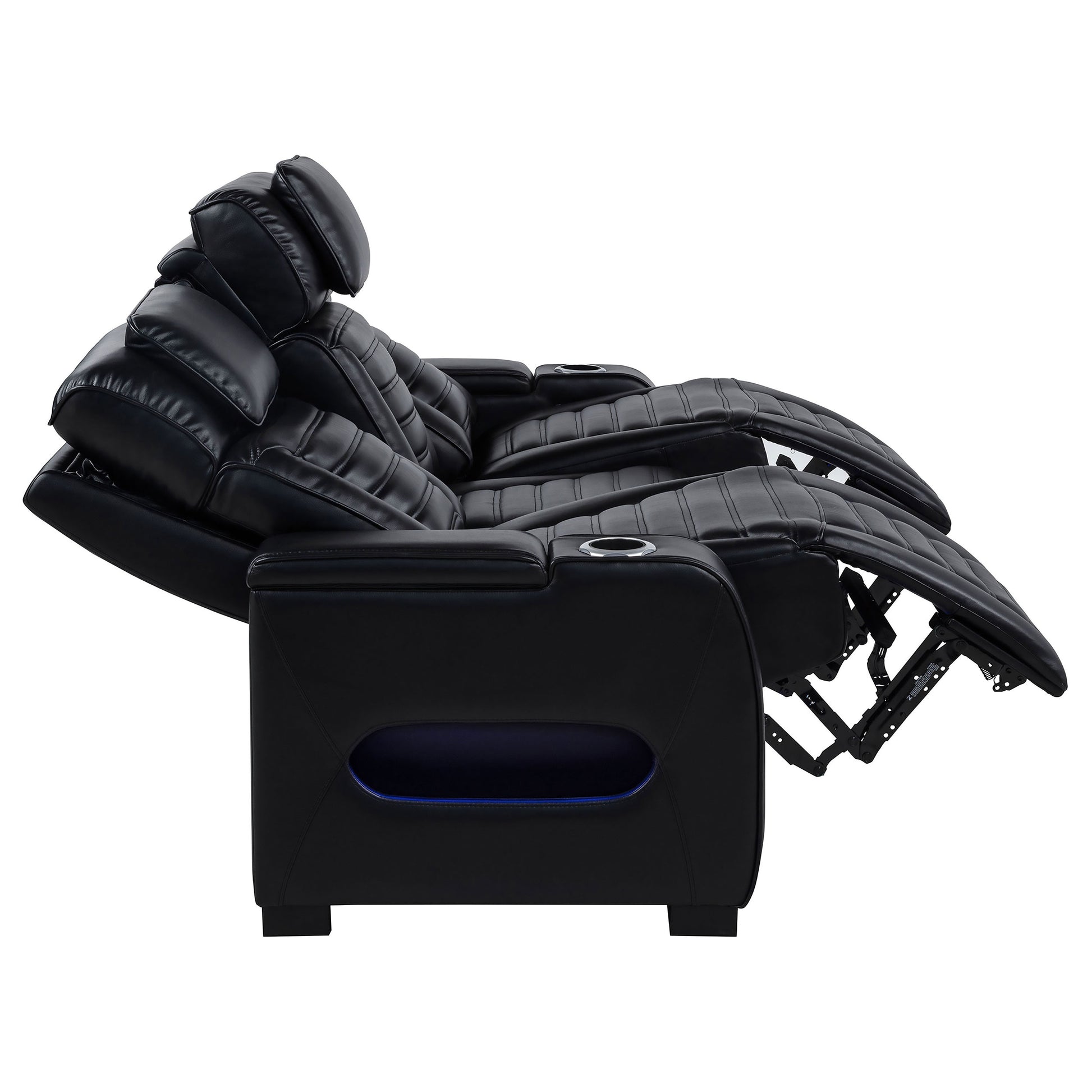 CEO様2セット Shop Zuma 2-piece Faux Leather Dual Power LED Sofa Set Black at