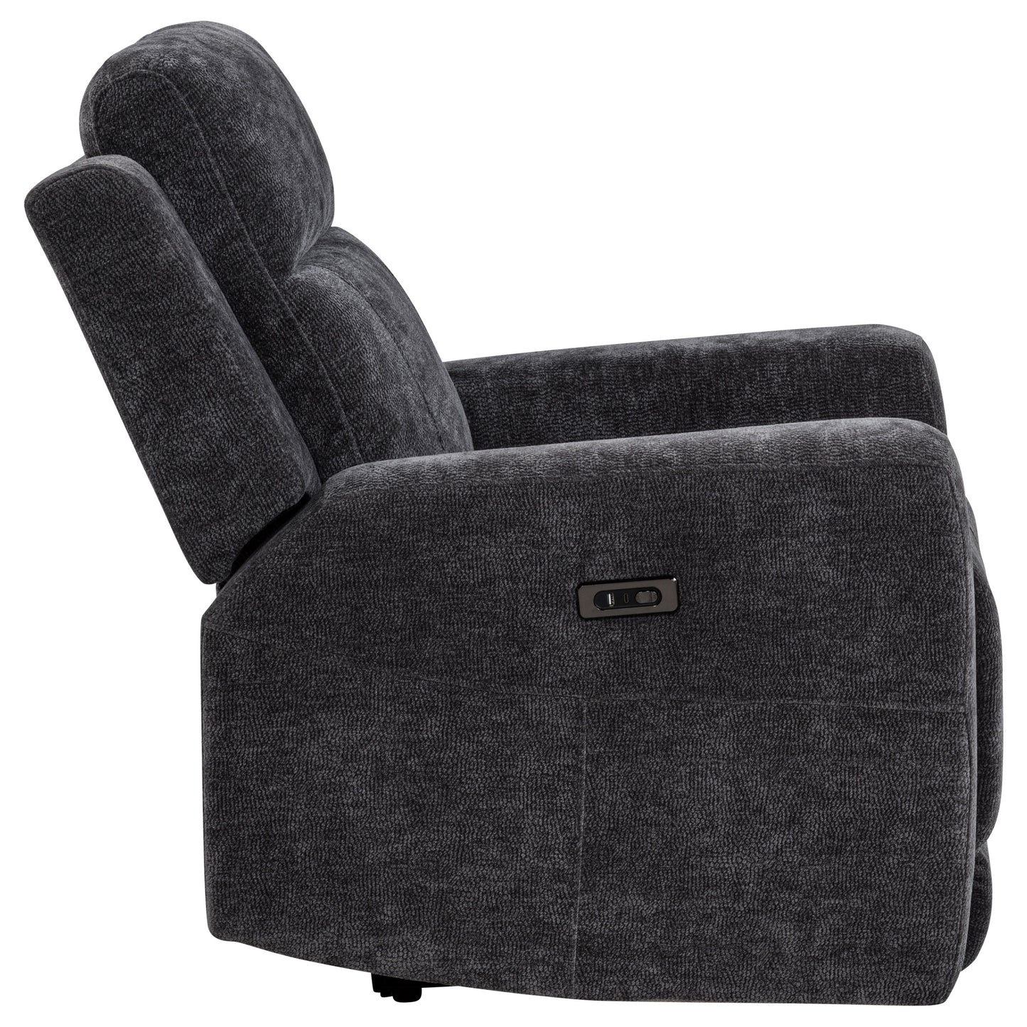 Kennett Chenille Upholstered Power Recliner Chair Dark Grey