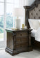 Maylee Queen Upholstered Bed with Mirrored Dresser, Chest and Nightstand