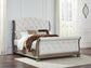 Ardenfield King Upholstered Sleigh Bed with Mirrored Dresser