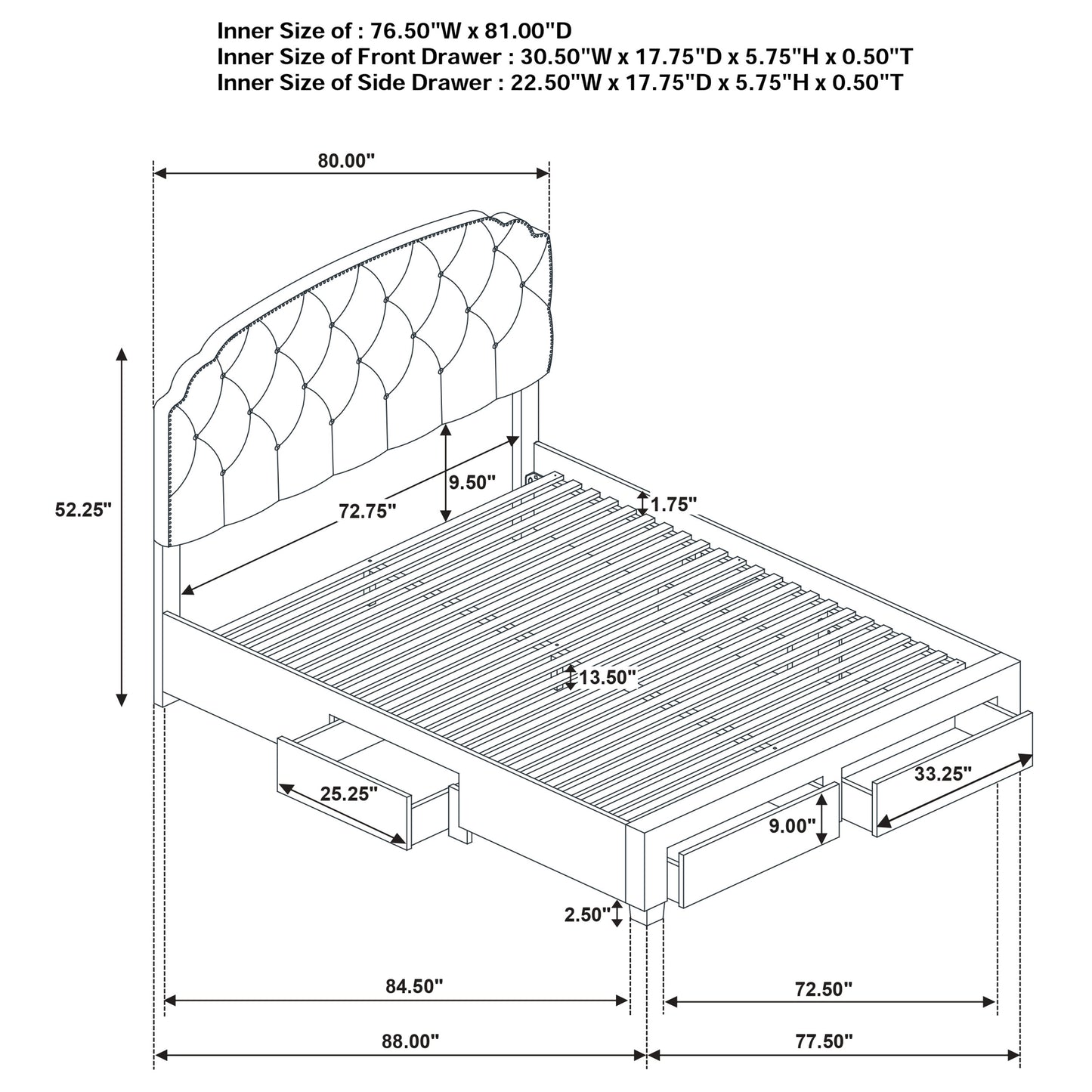 Marianna 4-drawer Upholstered Eastern King Storage Bed Cream