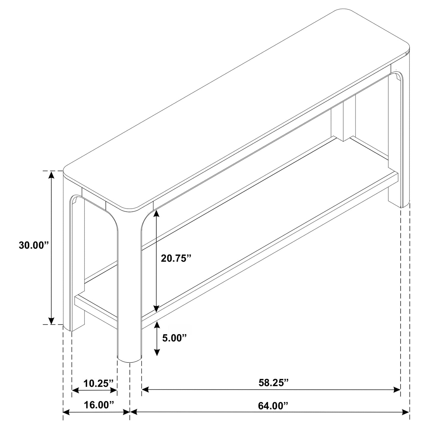 Solano 64-inch Entryway Console Sofa Table Weathered Mango