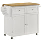 Jalen 3-door Mobile Kitchen Cart Natural Brown and White