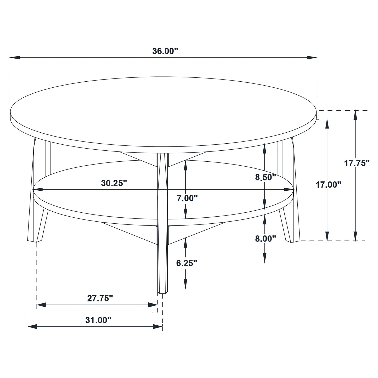 Bradley Round SmartTop Cocktail Coffee Table Smokey Grey and Brown