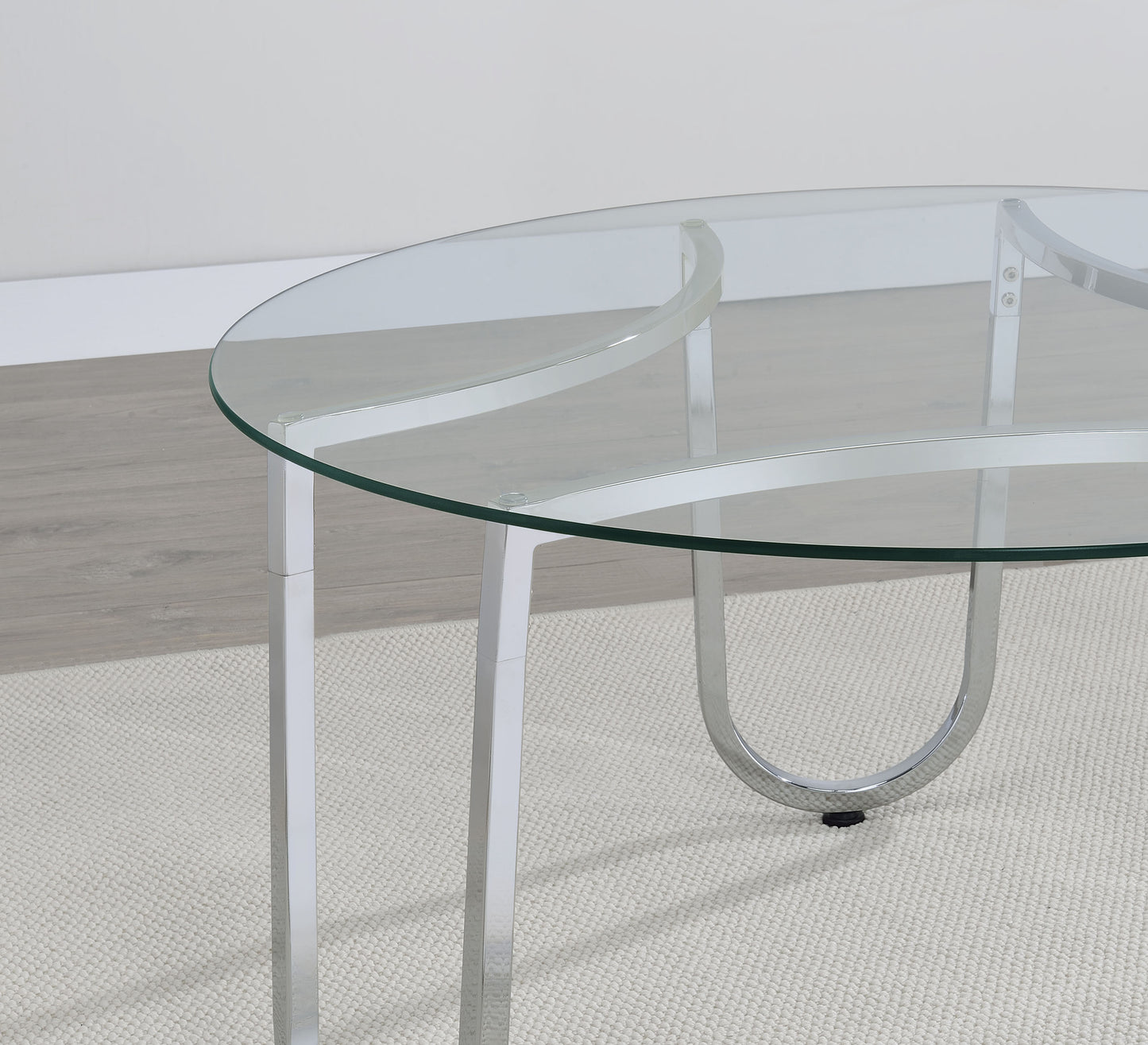 Beller 2-piece Round Tempered Glass Top Coffee Table Set Chrome