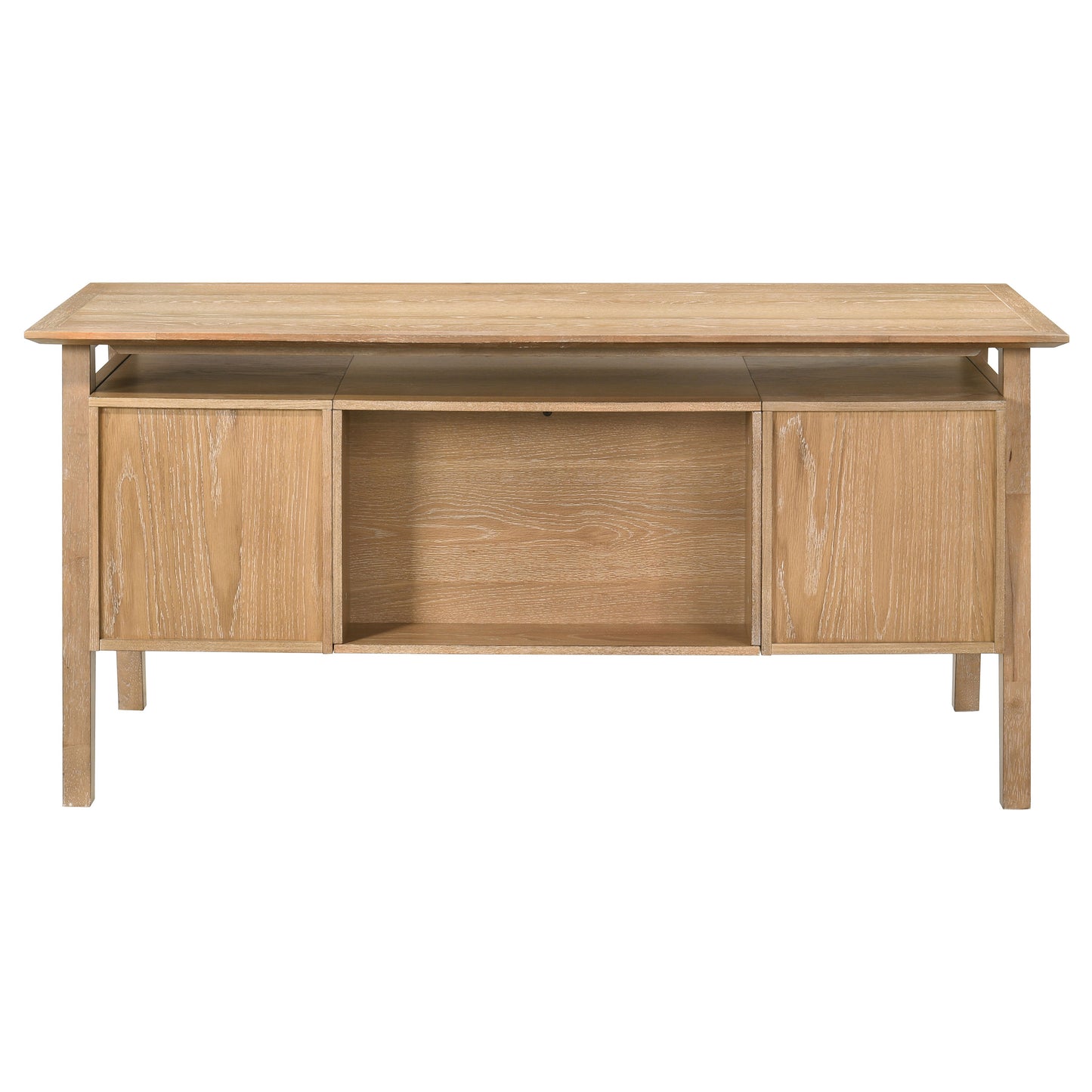 Goodson 64-inch 4-Drawer Double Pedestal Computer Desk Distressed Light Brown