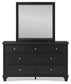 Lanolee Full Panel Bed with Mirrored Dresser, Chest and Nightstand