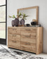 Hyanna King Panel Storage Bed with 1 Under Bed Storage Drawer, Dresser, Mirror, Chest and Nightstand