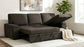 Demko Sleeper Sectional Sofa with Speaker and Storage Chaise Brown