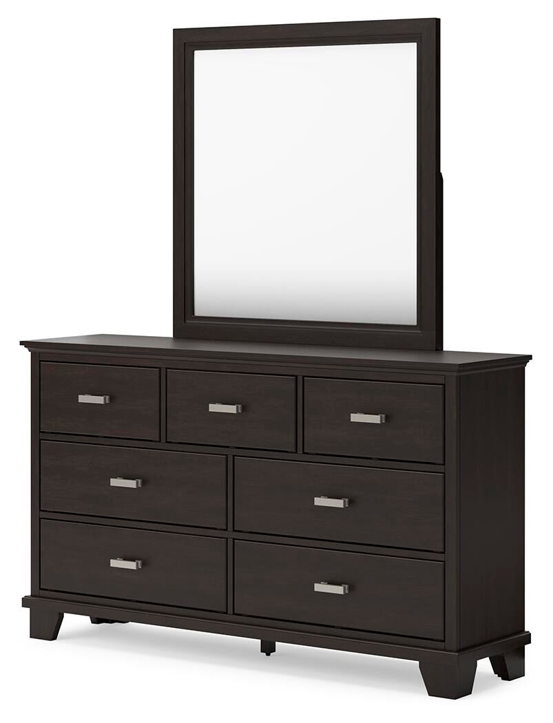 Covetown California King Panel Bed, Dresser, Mirror, Chest and Nightstand