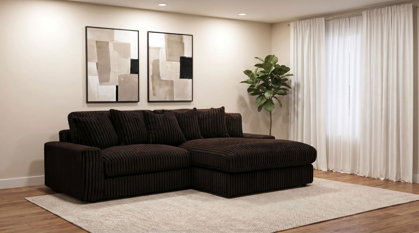 Blaine Upholstered Reversible Chaise Sectional Sofa Chocolate