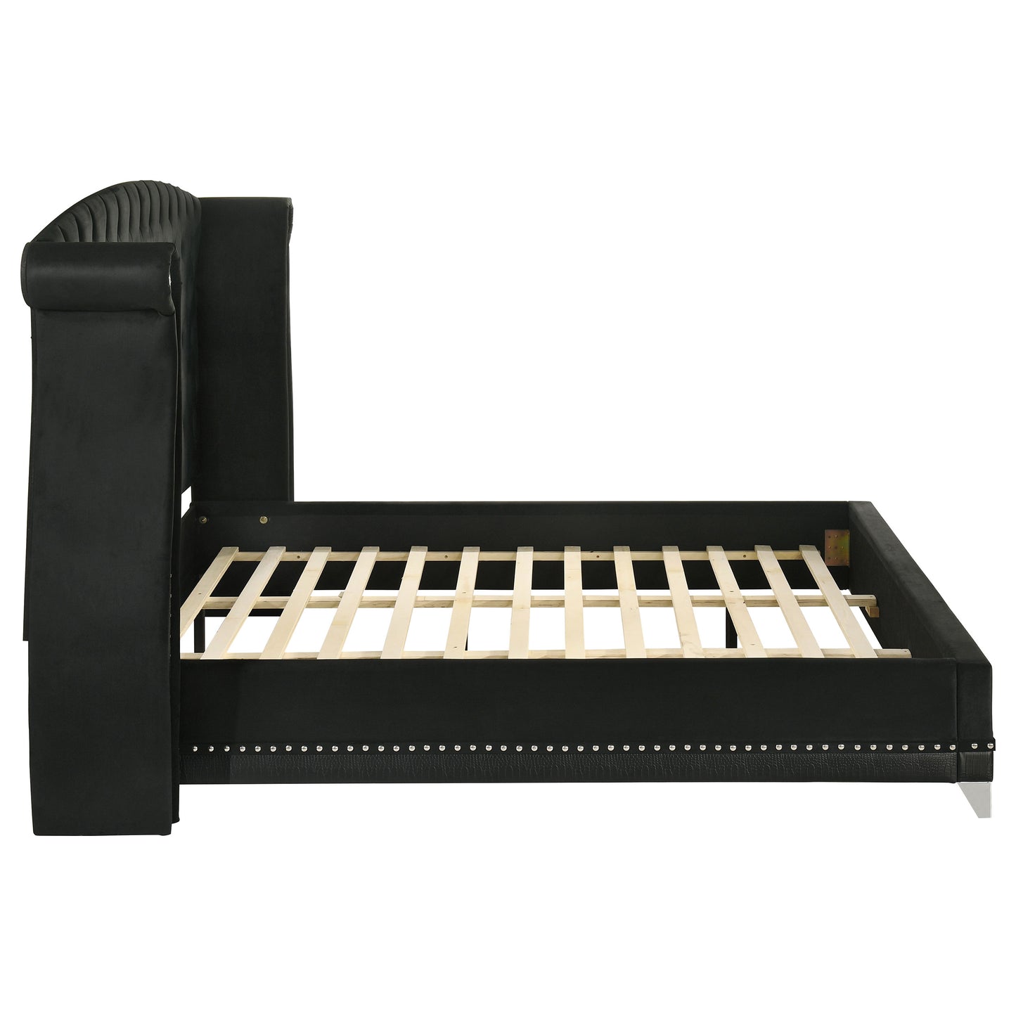 Barzini Upholstered Eastern King Wingback Bed Black