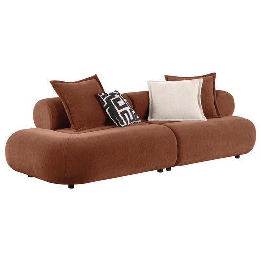Byrne 105-inch Velvet Modular Bumper Sectional Sofa Rust
