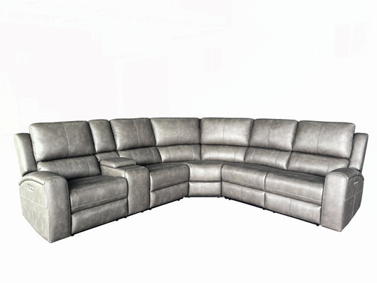 Brickston 3-piece Faux Leather Triple Power Reclining Sectional Charcoal