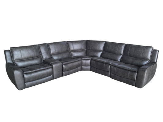 Marcell 6-Piece L-Shaped Power Reclining Sectional with Console Grey