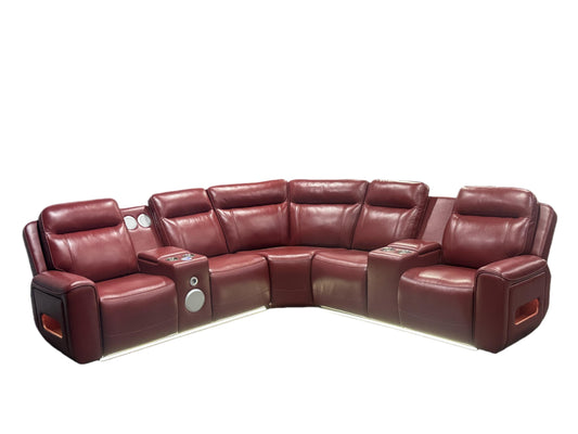 Rojas 3-Piece Dual Power Reclining L-Shaped Sectional with Bluetooth Red
