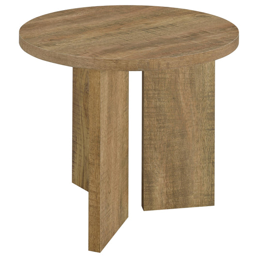 Aragon Round Panel Base End Table Mango