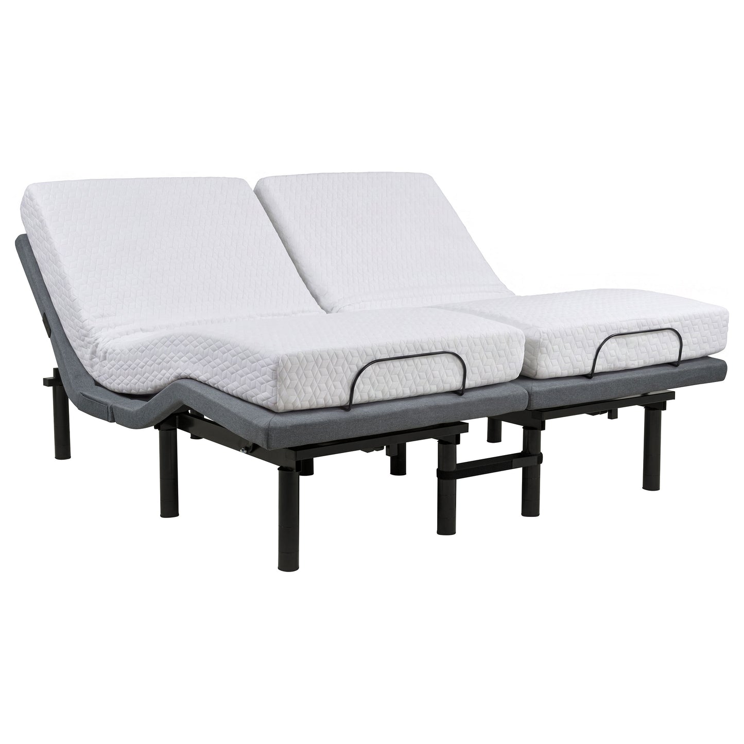 Weston Split Eastern King Massage Adjustable Bed Base in Black and Grey