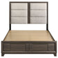 Farre Eastern King Upholstered Storage Platform Bed Dark Brown