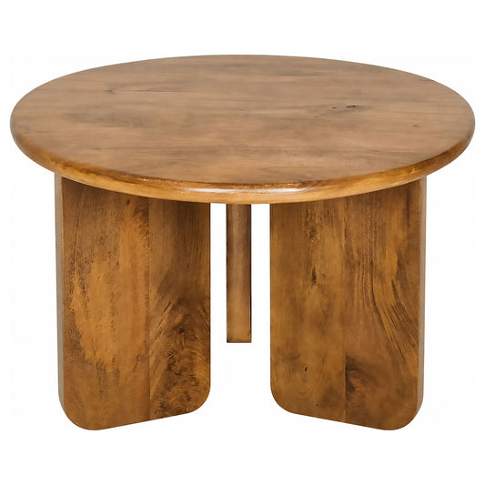 Dale Sculptural Round Solid Mango Wood End Table Honey Mango